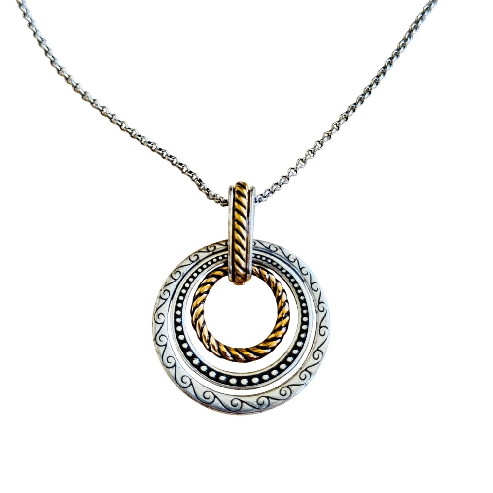 Brighton Rapture Rings Necklace chain Two Tone Gold Silver Plated Collar 18"L